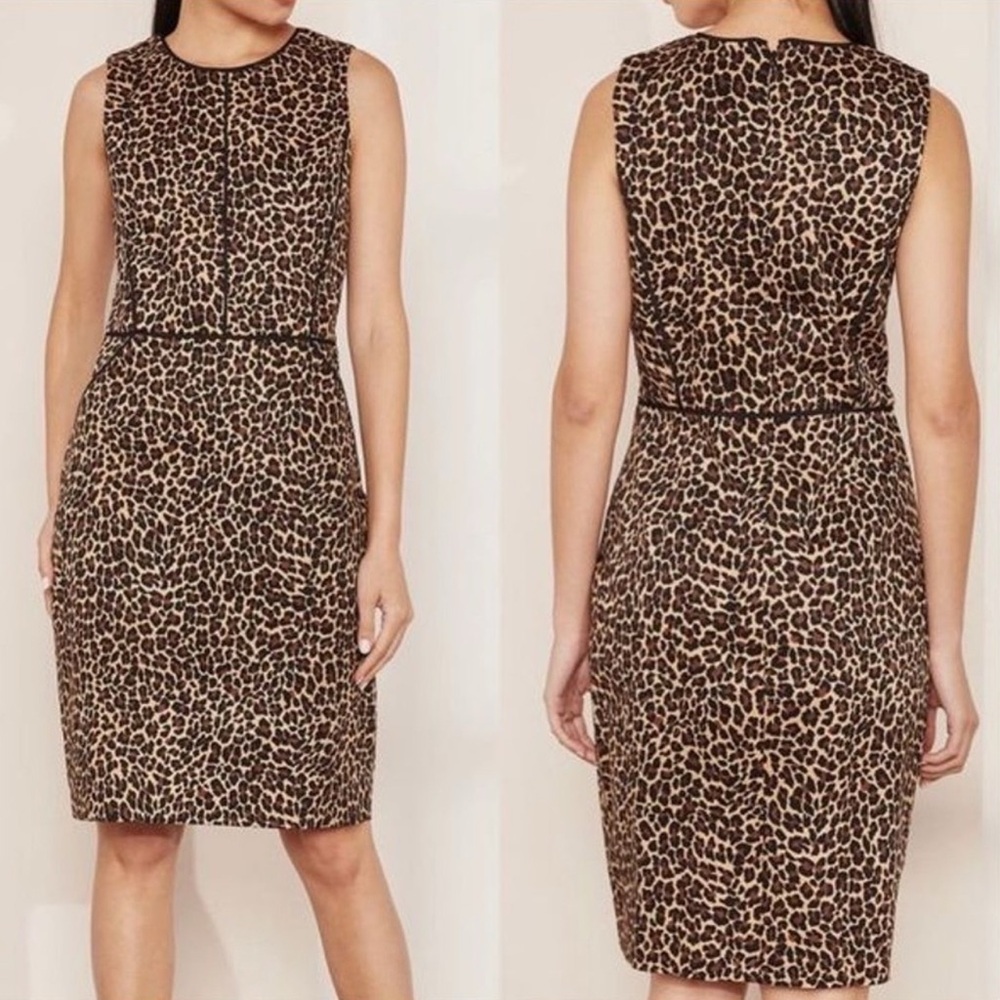 J. Crew Leopard Print Sleeveless Dress Size 2 Black Brown